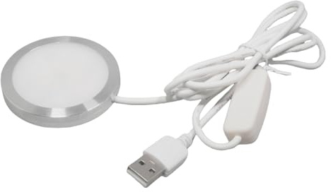 HOOLRZI Lámpara LED para debajo del gabinete con base redonda, luz USB para mesitas de noche, 3 W, 5 V, iluminación USB, lámpara de base redonda