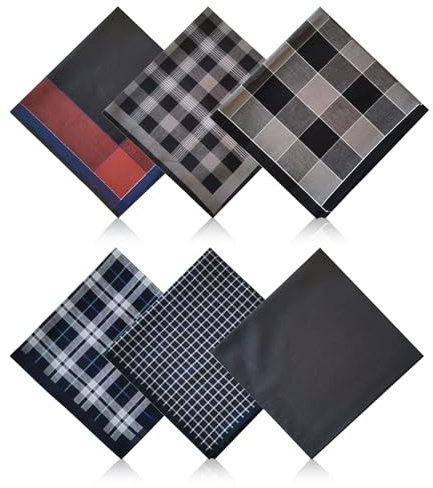 pclapora 6 Piezas Pañuelos Hombre, 43 x 43 cm Pañuelo Traje Hombre, Pañuelos Hombres Bolsillos, Algodón Pañuelo Adecuado para Cenas de Negocios y Celebraciones, Bodas, Fiestas