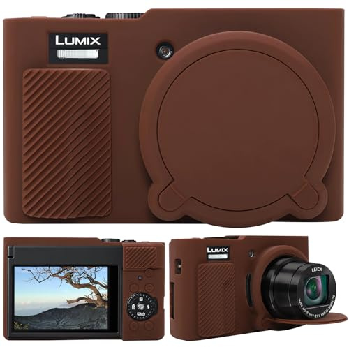 Supmay Silicone Camera Case for Panasonic LUMIX DC-TZ99E-K Compact Travel Zoom Camera, Soft Silicone Protective Case Removable Lens Cover, Video Vlogging Camera Cover, Brown