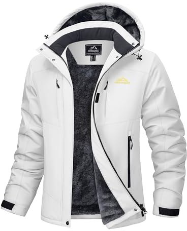 MAGCOMSEN White Jacket for Women Winter Ski Waterproof Windproof Snow Jacket Fleece Warm Mountain Raincoat Windbreak 2XL
