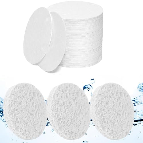 80PCS Count Facial Sponges Cleansing,White Compressed Face Sponges,Natural Wood Pulp Cotton Face Exfoliator Pad Sponge for Daily Skin Care Deep Cleaning Makeup Removal