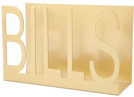 SUNGOOYUE Ausschnitt-Design Schreibtisch-Briefhalter aus Metall, Verblasst Nicht, Umschlag-Organizer für Zuhause, Büro, Eisen (GOLD)