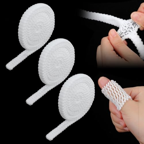 3 Stück Elastische Schlauchverband Finger,Atmungsaktiv Netzschlauchverband,1.5cm*2m Netzbandage,Flexible Netzbandage für Finger- und Zehenwundverbände