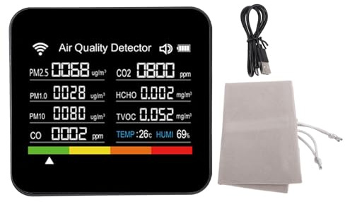 Misuratore di qualità dell'aria intelligente 14 in 1 Tester di qualità dell'aria interna WiFi con rilevatore di umidità di temperatura HCHO PM2.5 VOC per viaggi in ufficio in casa