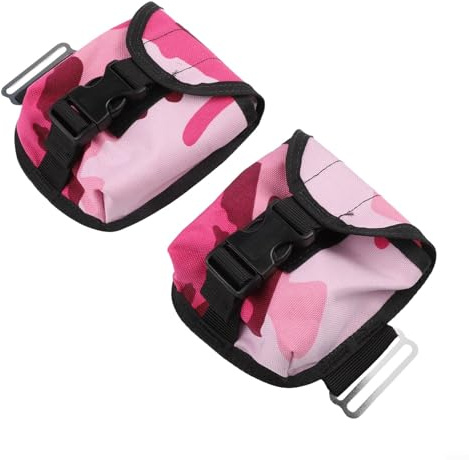 Set di 2 sacchi pesi per immersioni da 2 kg totali con fibbia a sgancio rapido per imbracatura e sistemi di cintura da 13 cm, dimensioni compatte (rosa)