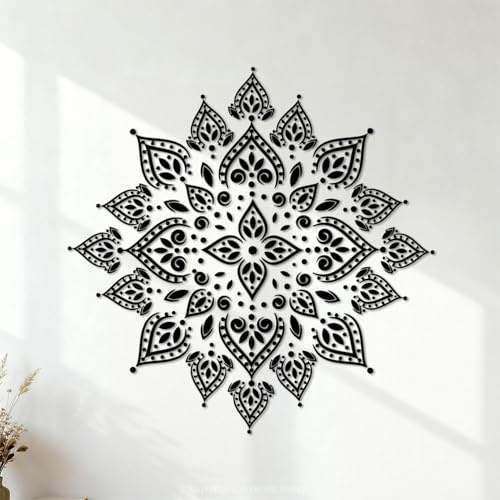 Wall Stickers Paster Paper Mandala Yoga Meditation Hinduism Lotus 36x36cm Tattoo Culture Black
