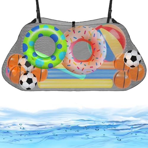 Collapsible Pool Storage Bag – Water-Resistant Mesh Organizer for Toys, Floats & Accessories, Hang or Carry, Spacious Design, Black