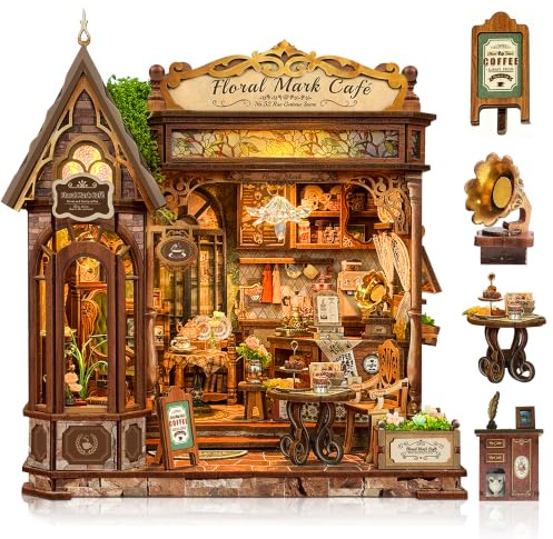 CRIOLPO Kit Maison Miniature DIY Book Nook Adulte avec Lumière LED Tactile | Kit Coin Livre Maison Miniature, Kit DIY Bois avec Lumière LED, Cadeau Original Anniversaire Noël