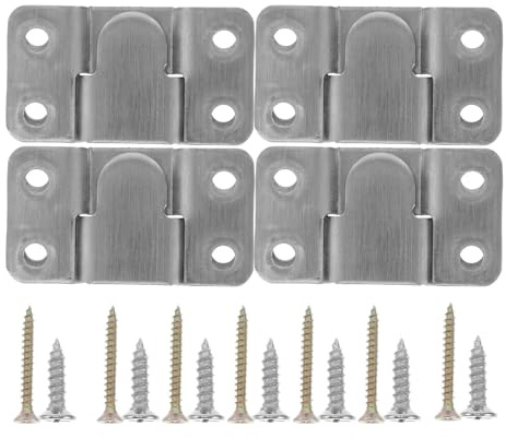 TEHAUX 4 Pairs Heavy Duty Stainless Steel Interlock Hanging Buckle Flush Mount Bracket with Screws for Secure Connection, Easy Installation, Suitable for Headboards and Sectional