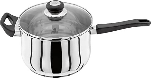 Judge Vista Stainless Steel Extra Large Saucepan with Helper Handle 22cm, 4L, Shatterproof Vented Glass Lid, Induction Ready, Oven Safe