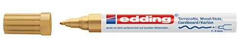 Edding 4040 Tintenmarker matt - 1 Marker - Rundspitze 1-2 mm - Gold - zum Beschriften und Dekorieren auf rauen, dunklen oder porösen Oberflächen - ideal für Terrakotta, Karton, Holz