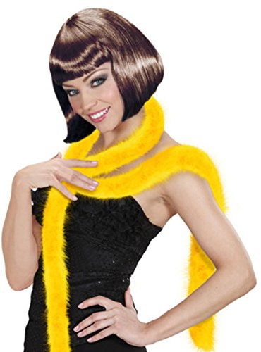 Amakando Showgirl Federboa Marabu Federschal gelb - 2 m Marabou Federstola Burlesque Feder Boa Charleston 20er Jahre Schal Can Can Party Stola