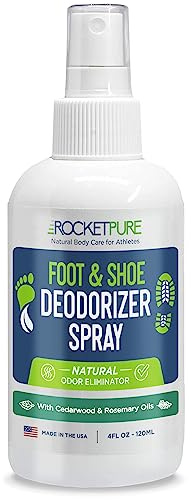 Rocket Pure Natural Foot and Shoe Deodorizer Spray, Deodorant and Odor Eliminator for Smelly Feet, Smell Remover, Formulated with Essential Oils, Made in the USA, Cedar, 4 fl oz