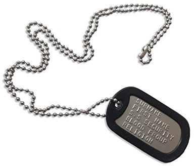 ANDREW'S E-STORE - Militärische Dog Tag - EIN personalisierte Erkennungsmarke im Armeestil mit Stahl Kugelkette 66cm