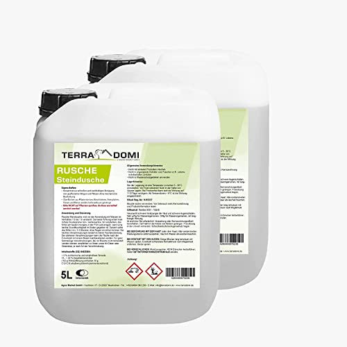 TerraDomi Rusche Steindusche, 10 Liter, Steinreiniger für bis zu 4000 m², Reinigungsmittel für saubere Wege & Plätze, Wegerein, biologisch abbaubar