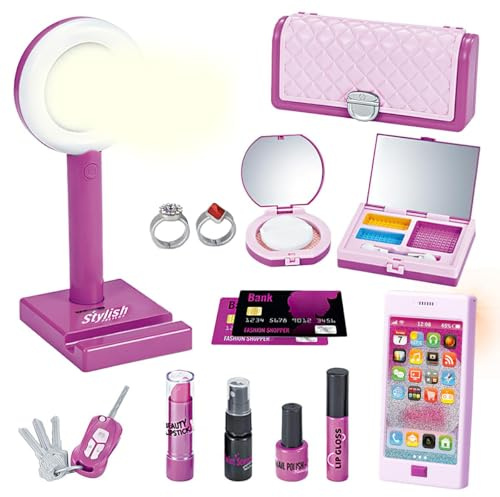 Koolbitz Pretend Play Makeup & Hair Accessories Set for Kids – Includes Light-Up Mobile Phone, Beauty Mirror with Sounds, and Complete Makeup Kit – Safe, Non-Toxic Materials – Perfect for Age 3 and Up