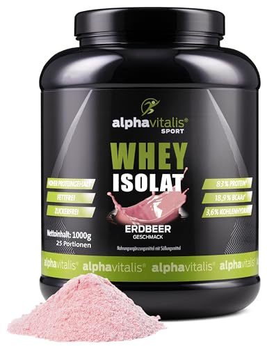 Whey Protein Isolat 1000g Erdbeere – 83% Protein, zuckerfrei & fettfrei | 100% hochwertiges WPI Eiweißpulver für Proteinshakes – ideal für Muskelaufbau, Fitness und eine proteinreiche Ernährung