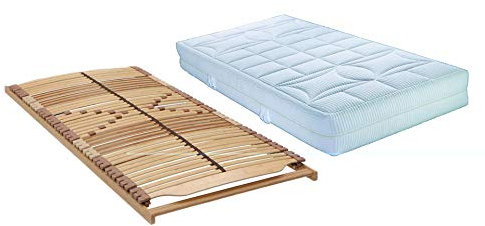 Panda-Greenline XL Lattenrost bis 180 kg belastbar in 120 x 200 cm – fertig montiert + Malie BIGSTAR XXL H4 5-Zonen Tonnentaschenfederkernmatratze in 120 x 200 und sofort lieferbar