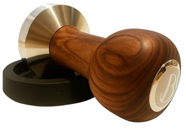 BARISIO Espresso Tamper 51mm aus Edelstahl mit ergonomischem Griff aus Echtholz - Das Kaffee Stempel Zubehör Set inklusive Silkonmatte