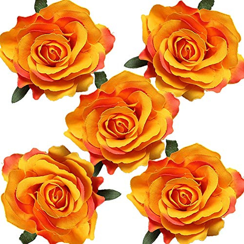 SCF2017 Haarspange mit Rosenblüten, 5 Stück, für Braut, Hochzeit, Brautjungfer, Party-Zubehör (orange)