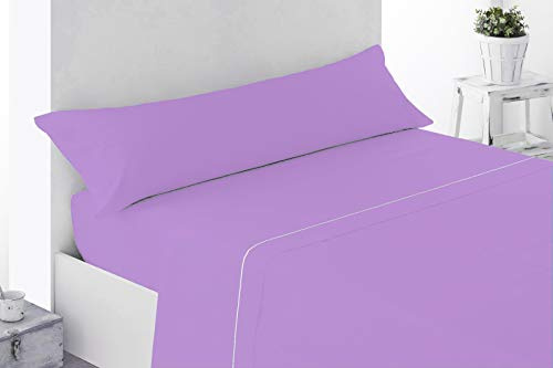 Excelente 150 - Juego Sábanas Verano Microfibra Super Lisa 3 Piezas - Tacto Soft Cama 150 x 200 cm Fabricado España (Morado)