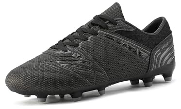DREAM PAIRS Mens Sport Flexible Athletic Lace Up Light Weight Outdoor Cleats Football Soccer Shoes,Size 9.5,Black/Dark/Grey,160859-M