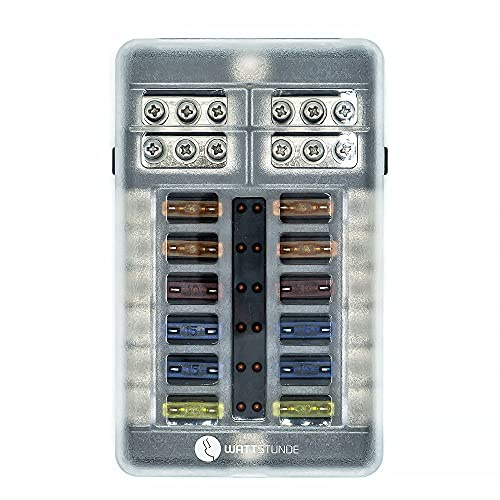 WATTSTUNDE® Plus Distributor 12 mit je 4 x 5 A, 10 A, 15 A, 20 A Flachsicherungen