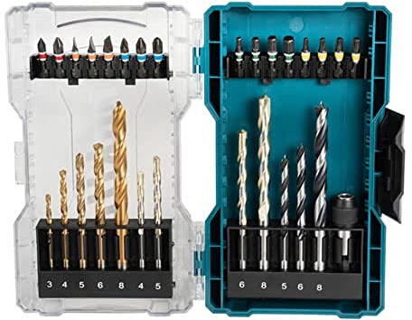 Makita Display Bit-Set 29tlg. (mit 25 mm langen Bits, Stein-, Holz-, und Metallbohrern und einem Schnellwechsel-Bithalter)