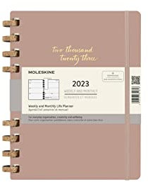 Moleskine Monatsplaner 2022, 2023, 12 Monate Terminplaner, Monatsplaner im Festen Einband, Maß Extra Large 19 x 25 cm, Crush Almond