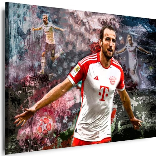 Myartstyle Bilder H. Kane Fußball Sport Leinwandbilder Kunstdruck Wandbilder (B, 70 x 50 cm)