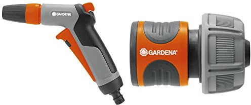 Pistolet d'arrosage et nettoyage multijet Classic de Gardena : pistolet pour le nettoyage et la pulvérisation & Raccord d'arrosage rapide 19 mm (3/4 Pouce) : raccord enfichable de début de tuyau