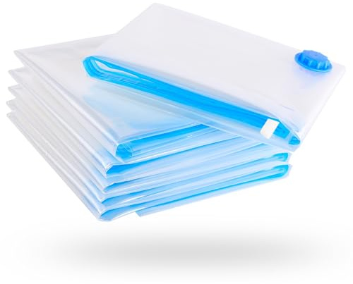 Vakuumbeutel für Kleidung - 6er Set 60x40 cm klein | Luftdichte Vakuumierbeutel inkl. Etiketten - Staubsauger Vakuum Aufbewahrungsbeutel - Auch für Reisen