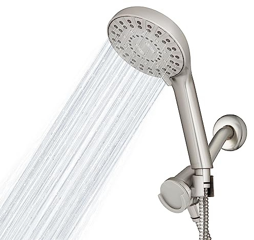 Waterpik Magnetic Dual Dock Adjustable Height Hand Held Shower Head With 5-Foot Metal Hose and PowerPulse Shower Massage, Brushed Nickel QMP-869ME