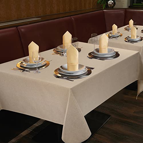 Yrendenge Leinenoptik Tischdecke Wasserabweisend Tischtuch Abwaschbar Tischwäsche, Fleckschutz Leinen Optik Tischdecken, Lotuseffekt Tischdecke, Pflegeleicht Leinendecke Beige, 140x240 cm