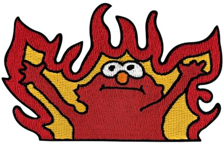 Urbanski Patch Hellmo Elmo Rising Meme zum Aufbügeln 6,8 x 9,5 cm | Aufnäher Applikation Bügelbild
