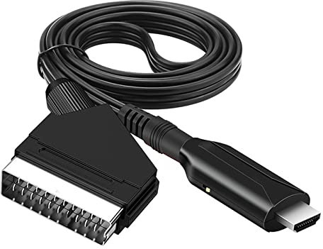 Sporgo adattatore Cavo SCART a HDMI, convertitore audio video a 1080p/720p per HDTV STB VHS Xbox PS3 Sky DVD Blu-ray ecc (Nero B)