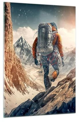 Vidrios decorativos 50x70cm Cuadro Sobre Vidrio Moderno Alpes Escalada Montañas Dormitorio Cocina Cuadros Pared Impresiones Decoracion Salon Impresión en Cristal Wall Art Prints Decor GPA50x70-5740