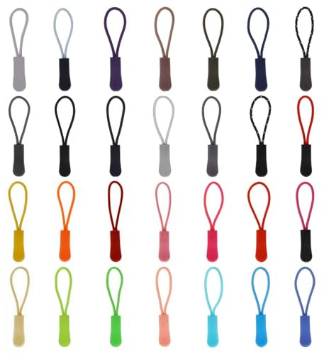 56 Stück Nylon Reißverschluss Anhänger, Ersatz Zipper Pulls, Reissverschlussgriff, Zipper-Schlaufen, Zipper für Sportbekleidung Schulranzen Rucksäcke Gepäck Handtaschen Tasche (28 Farben)