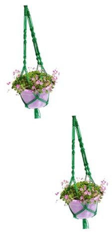 Amosfun 2stücke Hängepflanzenhalter Aus Handgewebtem Material Robuster Blumentopf- Für Decken Und Balkone Vielseitig Einsetzbar Für Innen Und Außendekoration Grün