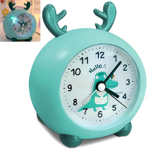 Wenosda Kinderwecker Ohne Ticken, Wecker Kinder mit Nachtlicht LED Lernfunktion, Schlummerfunktion für Jungen Mädchen Geeignet FüR Schulgeschenke Schlafzimmer
