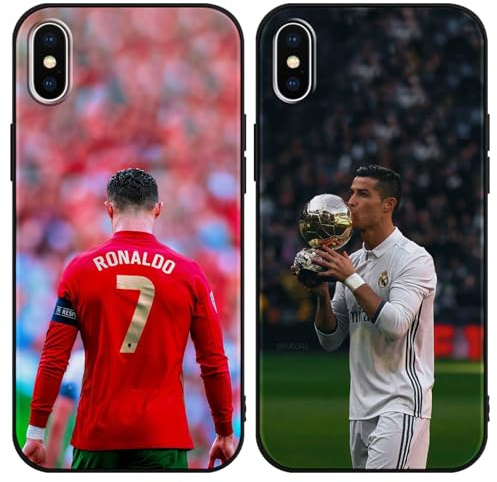 [2 Packs] Coque pour Apple iPhone X XS 5,8, Housse Légende Football Star Etui Doux TPU Silicone Protection Antichoc Design Marrant Motif Coquille pour iPhone XS,M2