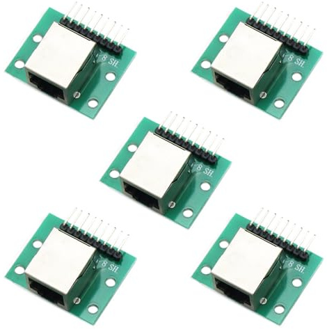 CEMYDEYO 5 Stück RJ45 Stecker Breakout Board 8 Pin Netzwerkanschluss auf Schraubklemmen Adapter Testplatine mit PCB-Platine (Horizontale Buchse)