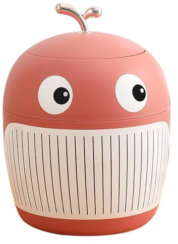 Koomuao Liemuao Poubelle Corbeille à Papiers en Plastique, 3.5L Poubelle de Table avec Couvercle, Baleine Mini Poubelle de Bureau pour Salle de Bain, Chambre, Bureau Enfant, Voiture (Rouge)