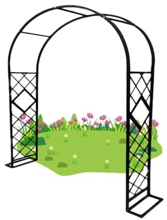 ZYXWLC Rose Arch Metal Outdoor Garden Arches Iron Trellis Lattice for Climbing Plants, 8.5ft/9.2ft/10ft/10.5ft /11ft/11.8ft/12.5ft Strong Tubular Arbor (Color : Black, Size : W200XH230CM)