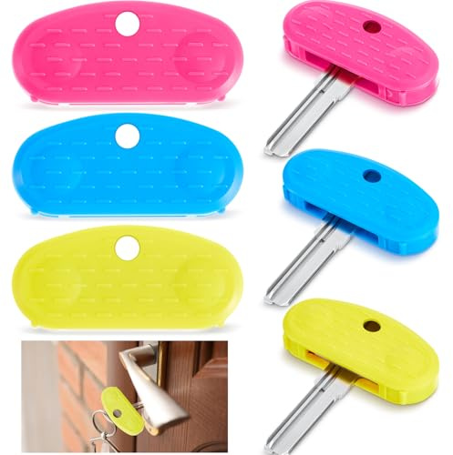 Leriton Schlüsseldreher für schwache oder ältere Hände, leichter zu greifen, helle Hilfe für Arthritis, Rosa, Blau und Gelb, 6 Stück
