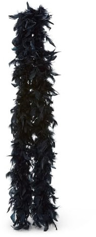 Runesol Schwarz Federboa, 50 Gramm Truthahnfedern, Halloween Kostüm Damen, 1,8 m, Boa für Partys, Junggesellinnenabschiede, Faschingskostüme, Konzert Accessoires, Pride, LGBT Paraden Federschal