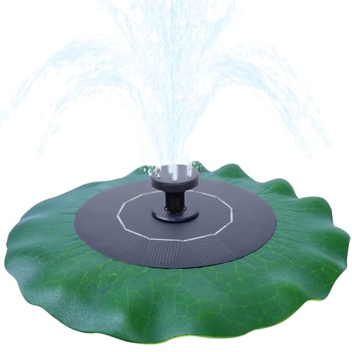 PEILU Solar Springbrunnen 8V / 1.4W Solarbrunnen Pumpe mit Solarpanel & Düsen Mini Brunnenpumpen Gartendeko Teichpumpe für Gartenteiche Wasserspiel Fontäne Fischbecken Vogeltränke (Lotosblatt)