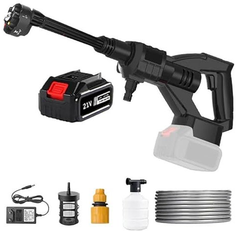 Akku Hochdruckreiniger,20000Mah/30000Mah Mobile Akku-Hochdruckreiniger,Drahtlose Hochdruck-Autowaschanlage Pistole,Tragbarer Hochdruckreiniger für Auto, Terrasse, Fenster, Rasen, Pet (30000mAh-80bar)