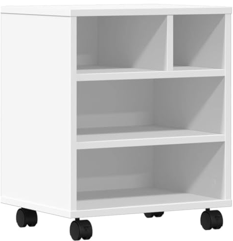vidaXL Soporte para Impresora con Ruedas Blanco 41x32x48 cm, Mesa de Impresora, Mesa de Impresora de computadora, Soporte de Impresora con Almacenamiento