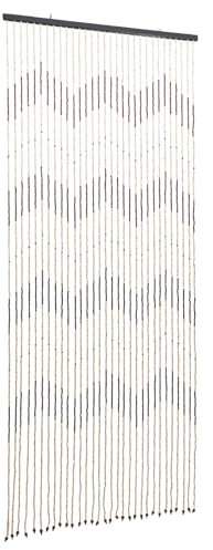 JAYEUW 31 Linien Bambusvorhang Türvorhang Perlenvorhang Bambusvorhang Fadenvorhang Holzperlenvorhang für Wohnzimmers Balkons 2 Haken 90 * 220CM Braun und Beige